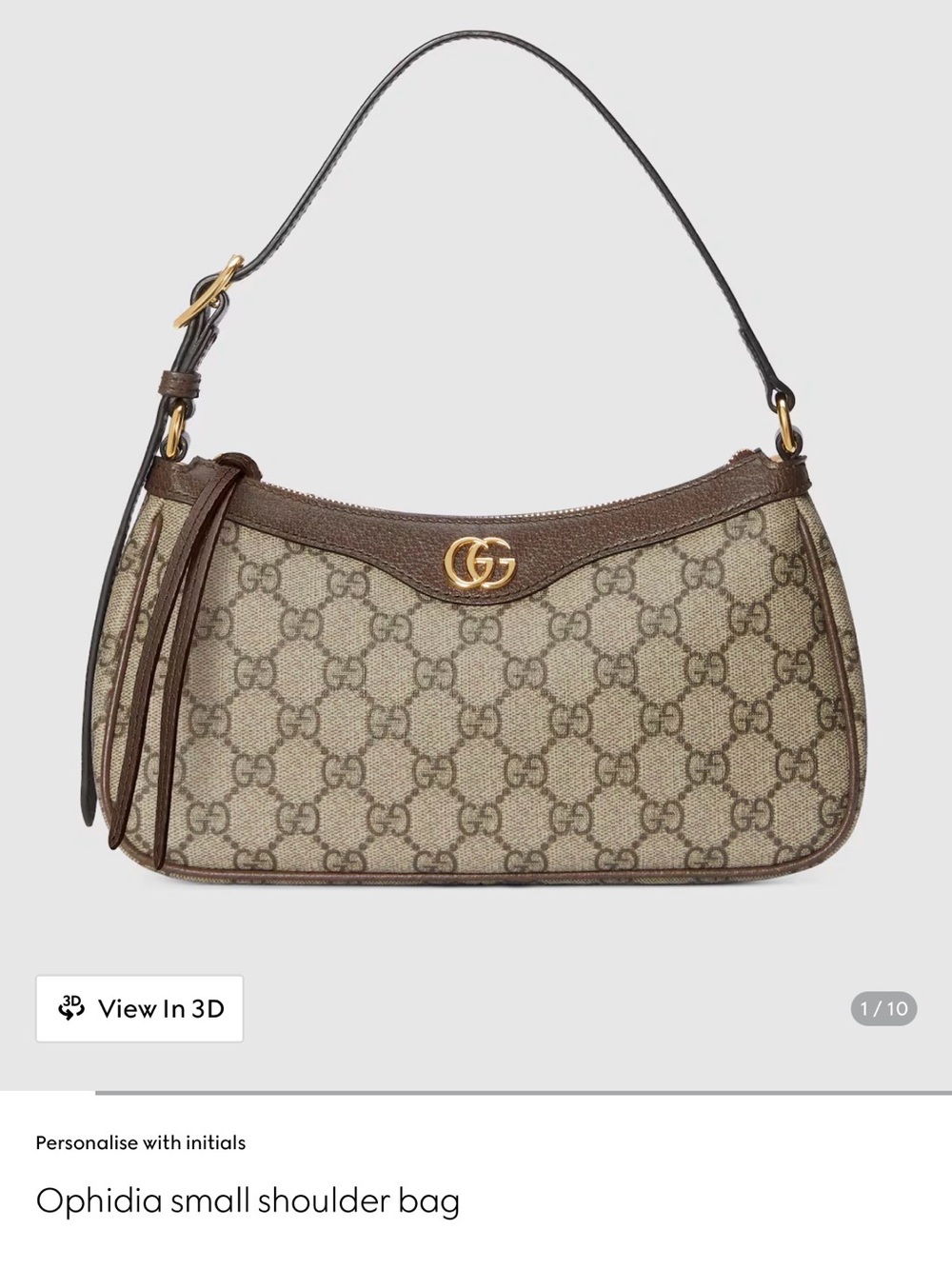 Gucci Ophidia Small Shoulder Bag in Beige and Brown with Gold Hardware